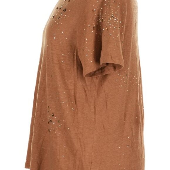 SOFT SURROUNDING WOMEN TOP LINEN SEQUINS SHORT SLEEVES - Picture 4 of 6